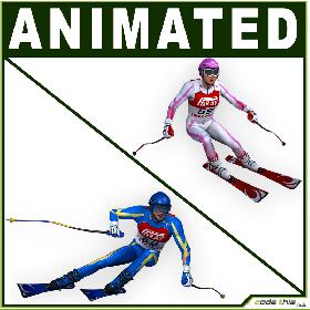 Male And Female Skier CG